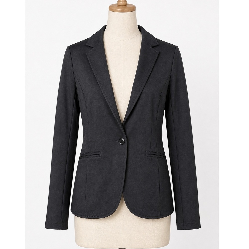 Betabrand Ponte Knit Blazer Women's M Black One Button Solid Professional Jacket